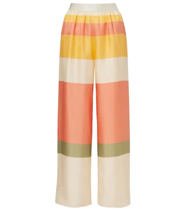 Lollipop silk twill wide-leg pants