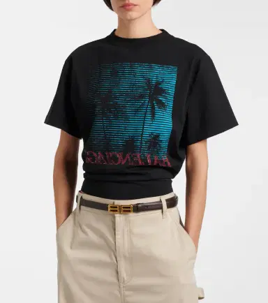 Balenciaga Logo cropped cotton jersey T-shirt | Thumbnail 3