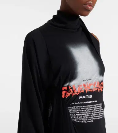 Balenciaga Logo caped cotton jersey maxi dress | Thumbnail 2 Balenciaga Logo caped cotton jersey maxi dress | Thumbnail 2