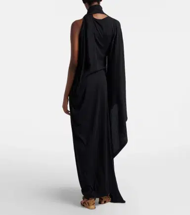Balenciaga Logo caped cotton jersey maxi dress | Thumbnail 3 Balenciaga Logo caped cotton jersey maxi dress | Thumbnail 3