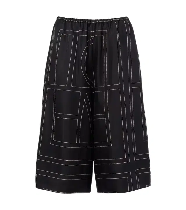 Embroidered silk Bermuda shorts