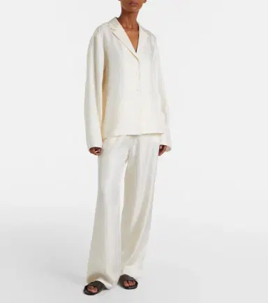 TOTEME Monogram silk satin pajama shirt | Thumbnail 2 TOTEME Monogram silk satin pajama shirt | Thumbnail 2