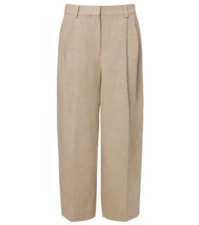 Cropped linen wide-leg pants
