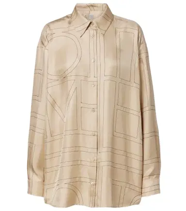 TOTEME Embroidered silk satin shirt | Thumbnail 1 TOTEME Embroidered silk satin shirt | Thumbnail 1