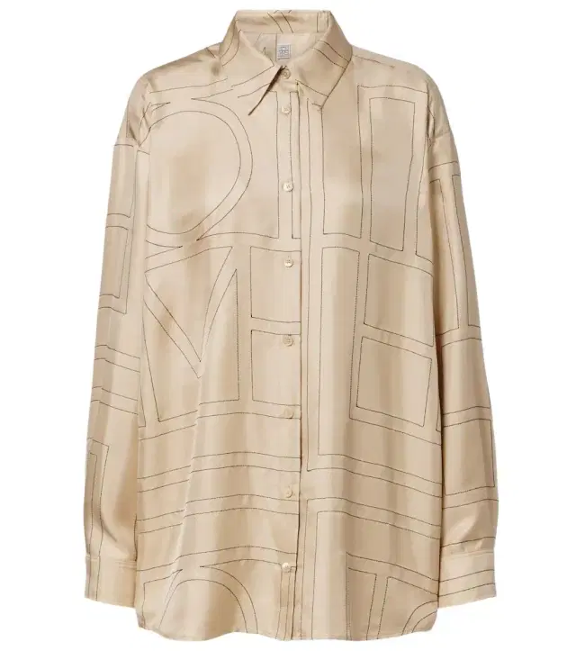 Toteme Embroidered silk satin shirt