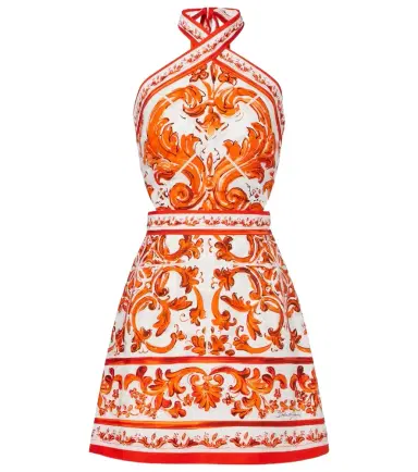 Dolce & Gabbana Majolica cotton poplin minidress | Thumbnail 1 Dolce & Gabbana Majolica cotton poplin minidress | Thumbnail 1