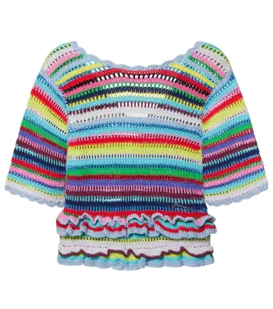 Ganni Crocheted cotton top | Thumbnail 1 Ganni Crocheted cotton top | Thumbnail 1