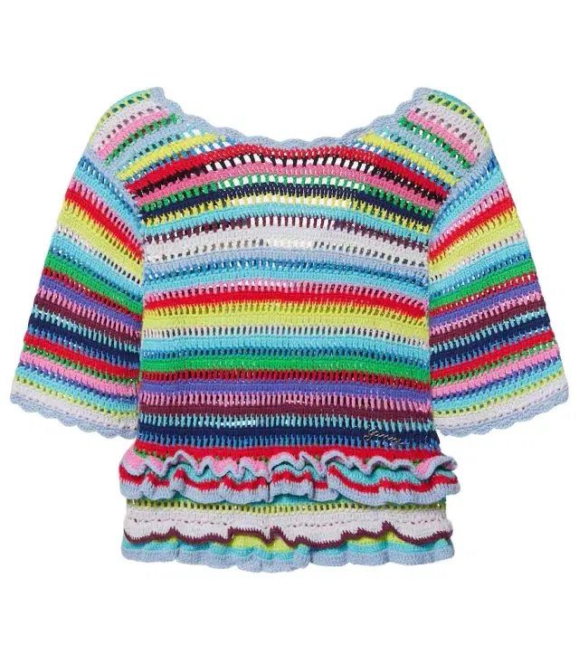 Ganni Crocheted cotton top