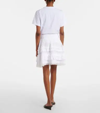 Ganni Broderie anglaise tiered cotton miniskirt | Thumbnail 3 Ganni Broderie anglaise tiered cotton miniskirt | Thumbnail 3