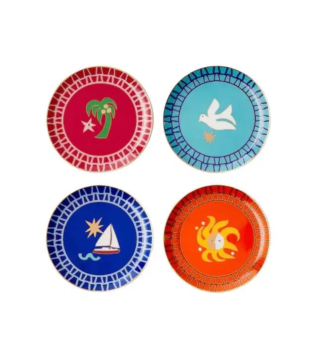Jonathan Adler Playa set of 4 porcelain dessert plates