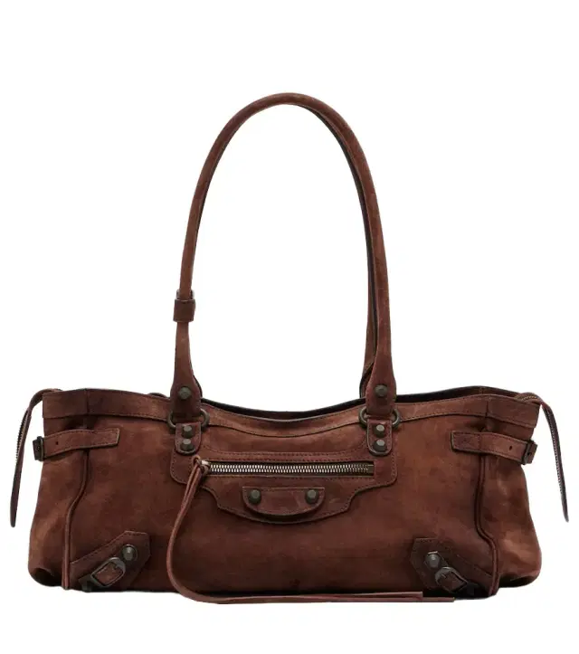 Balenciaga Le City East-West Small suede shoulder bag