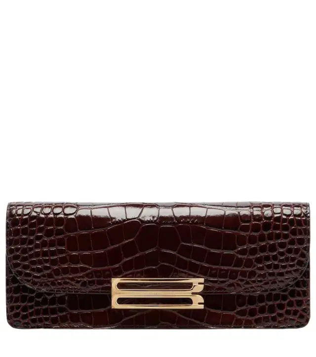 Victoria Beckham Dorian East-West croc-effect leather clutch