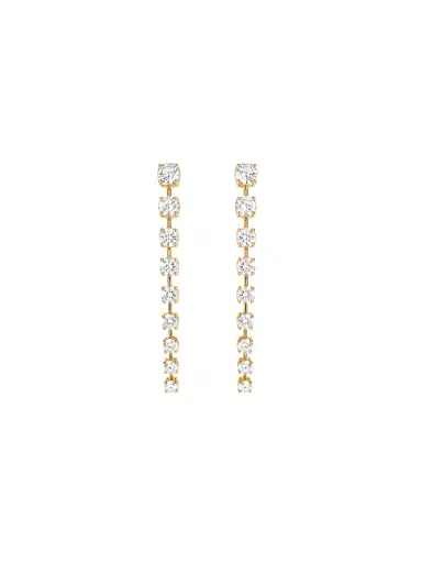 Wish Fine Jewelry 3.05ct Diamond 14K Gold Linear Drop Earrings | Thumbnail 1