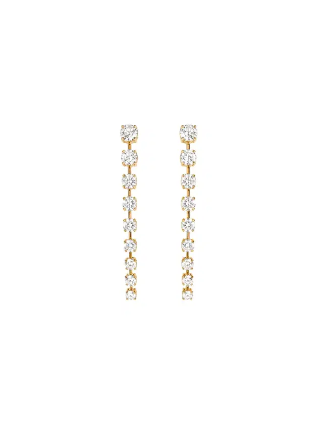 Wish Fine Jewelry 3.05ct Diamond 14K Gold Linear Drop Earrings