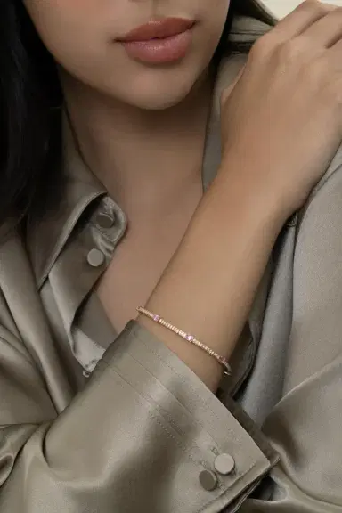ROBERTO DEMEGLIO Oval Pink Sapphire Round Diamond Extensible Bracelet | Thumbnail 2