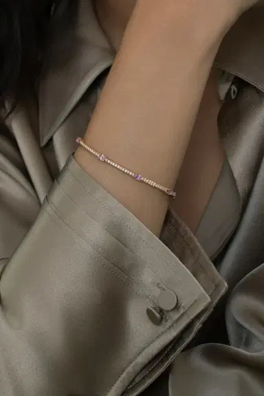 ROBERTO DEMEGLIO Oval Pink Sapphire Round Diamond Extensible Bracelet | Thumbnail 3