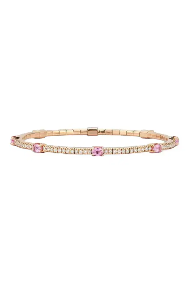 ROBERTO DEMEGLIO Oval Pink Sapphire Round Diamond Extensible Bracelet