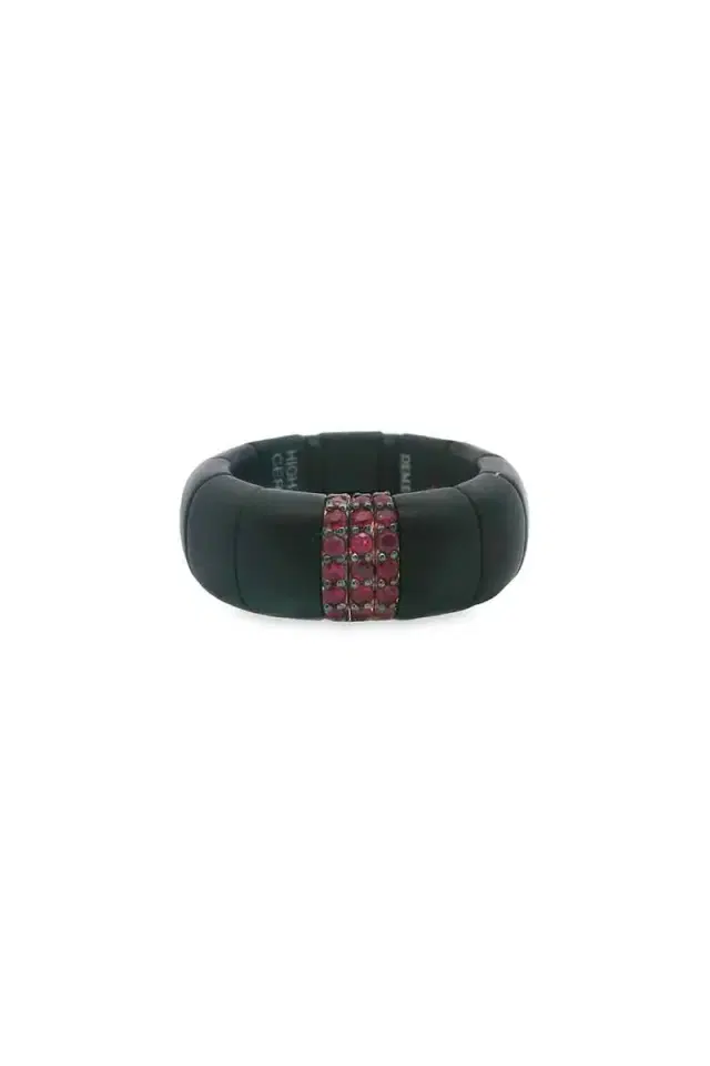 ROBERTO DEMEGLIO Three Ruby Bar Matte Black Ring