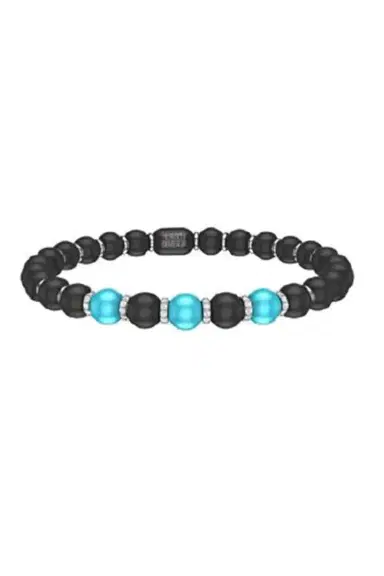 ROBERTO DEMEGLIO Three Turquoise Diamond Beaded Matte Black Sfera Bracelet | Thumbnail 1