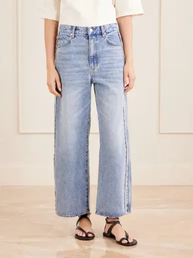 Frame The Crochet Bow Crop High-rise Wide-leg Jeans | Thumbnail 3 Frame The Crochet Bow Crop High-rise Wide-leg Jeans | Thumbnail 3