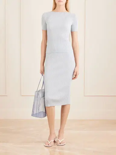 LESET Blake Metallic Ribbed-knit Midi Skirt | Thumbnail 2 LESET Blake Metallic Ribbed-knit Midi Skirt | Thumbnail 2