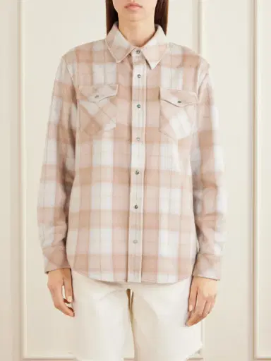 God’s True Cashmere Champagne Tartan Cashmere Shirt | Thumbnail 3