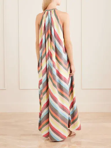Marrakshi Life Striped Cotton Halterneck Maxi Dress | Thumbnail 3 Marrakshi Life Striped Cotton Halterneck Maxi Dress | Thumbnail 3