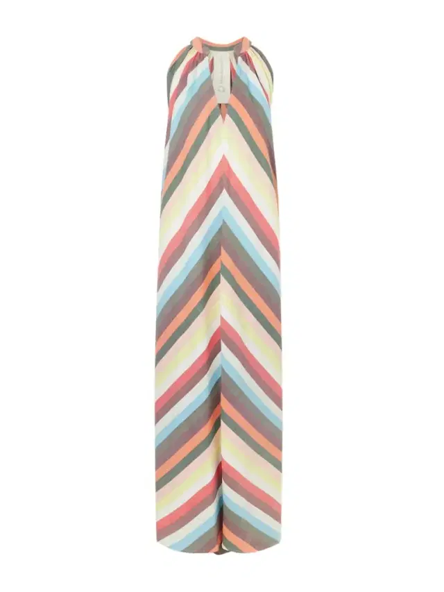 Striped Cotton Halterneck Maxi Dress