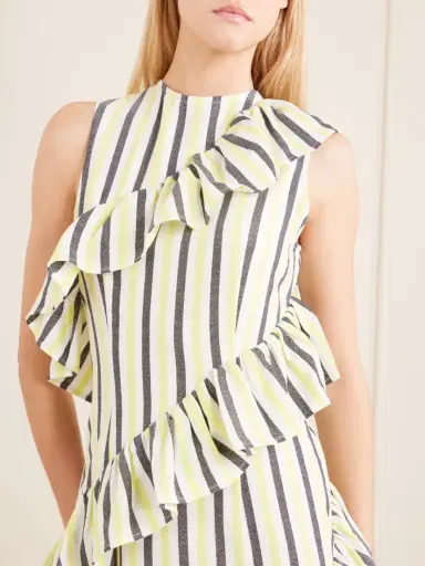 Marrakshi Life Spiral Ruffled Striped Cotton Maxi Dress | Thumbnail 4
