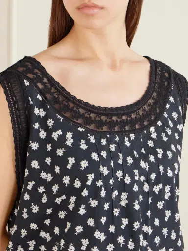 Posse Danielle Floral-print Lace-trimmed Cotton Mini Dress | Thumbnail 4