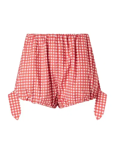 Posse Rosie Tie-detailed Checked Cotton-poplin Shorts | Thumbnail 1
