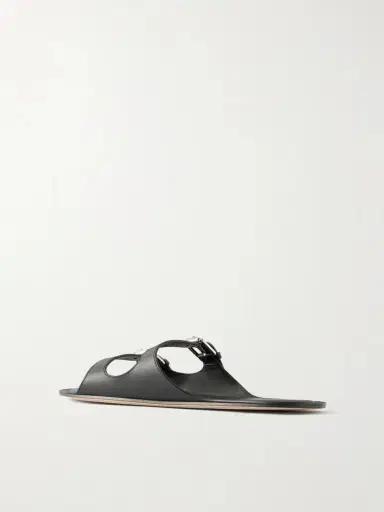 CHRISTEN Buckled Leather Flat Sandals | Thumbnail 3