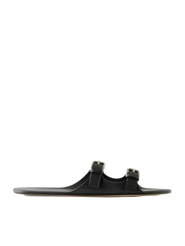 CHRISTEN Buckled Leather Flat Sandals