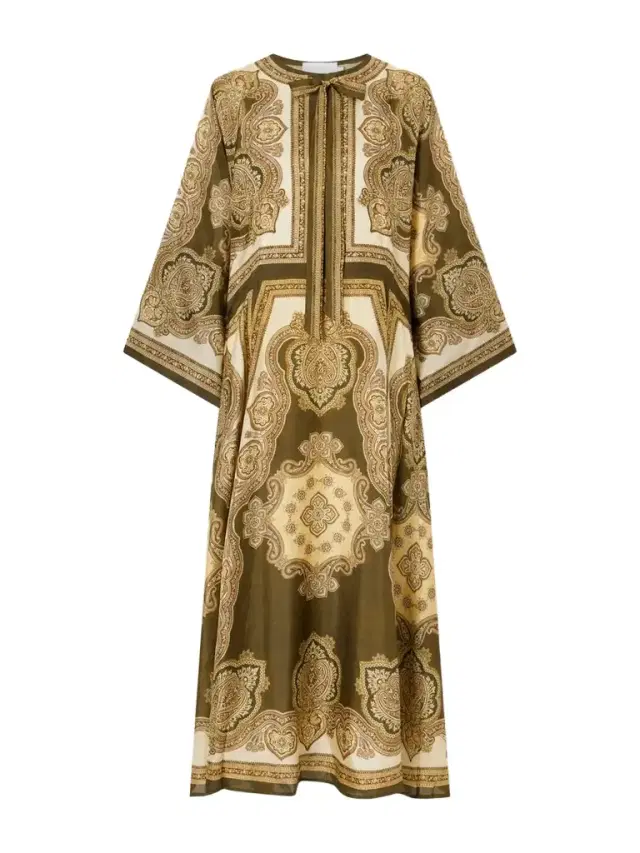 Zimmermann Mahon Printed Silk-satin Midi Dress