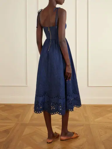 Zimmermann Mahon Broderie Anglaise Cotton-denim Midi Dress | Thumbnail 3 Zimmermann Mahon Broderie Anglaise Cotton-denim Midi Dress | Thumbnail 3