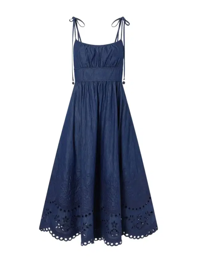 Mahon Broderie Anglaise Cotton-denim Midi Dress