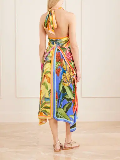 Farm Rio Rainbow Summer Printed Satin Midi Skirt | Thumbnail 4 Farm Rio Rainbow Summer Printed Satin Midi Skirt | Thumbnail 4