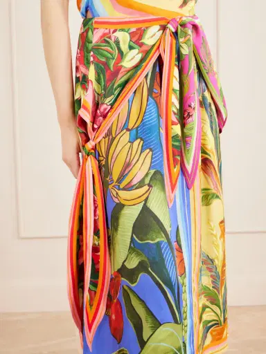 Farm Rio Rainbow Summer Printed Satin Midi Skirt | Thumbnail 5 Farm Rio Rainbow Summer Printed Satin Midi Skirt | Thumbnail 5