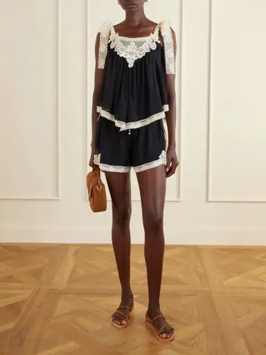 Zimmermann Roselight Lace-trimmed Cotton And Silk-blend Shorts | Thumbnail 2