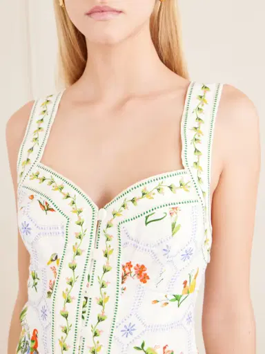 Farm Rio Tropical Porcelain Printed Linen Mini Dress | Thumbnail 4