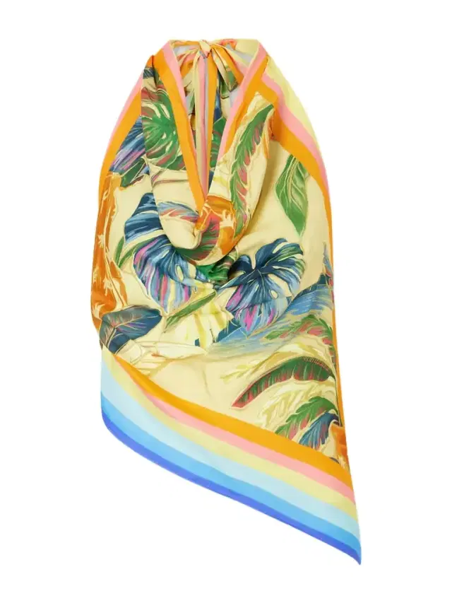 Farm Rio Rainbow Summer Floral-print Satin Top