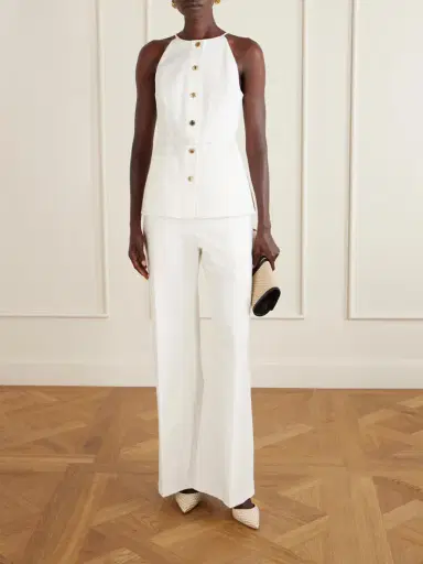Carolina Herrera Belted Cotton-blend Blouse | Thumbnail 2