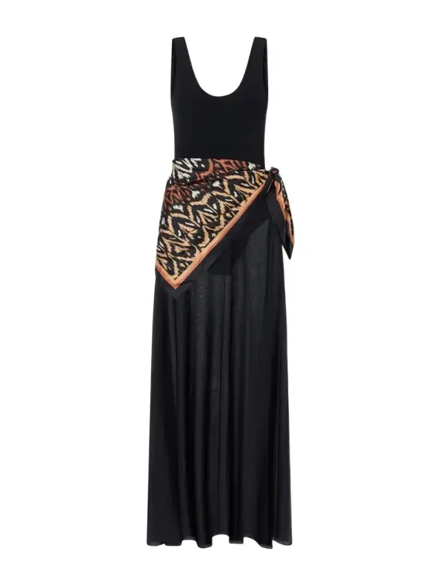 Aster Scarf-detailed Organza Maxi Dress