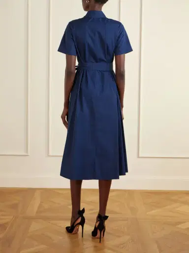 Carolina Herrera Belted Floral-embroidered Cotton-blend Midi Dress | Thumbnail 3 Carolina Herrera Belted Floral-embroidered Cotton-blend Midi Dress | Thumbnail 3
