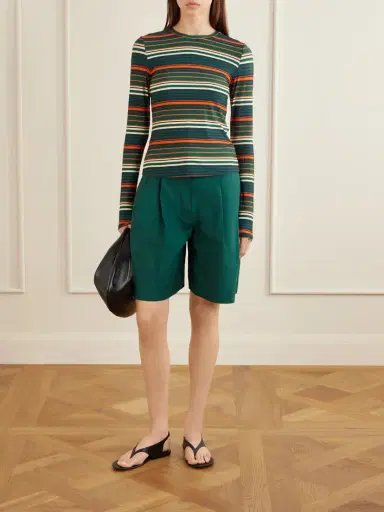 Proenza Schouler White Label Clio Pleated Cotton-blend Poplin Shorts | Thumbnail 2