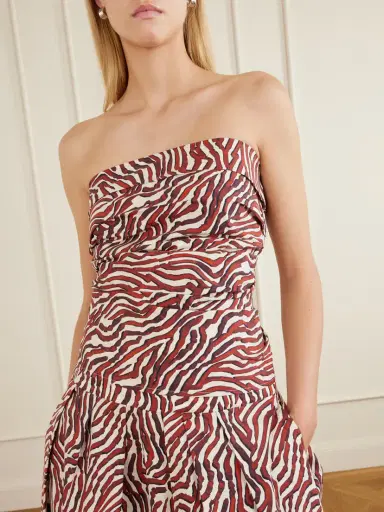 Proenza Schouler White Label Maisy Strapless Printed Cotton-blend Poplin Top | Thumbnail 4