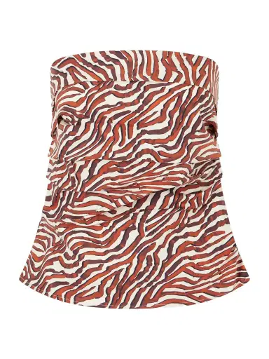 Proenza Schouler White Label Maisy Strapless Printed Cotton-blend Poplin Top | Thumbnail 1