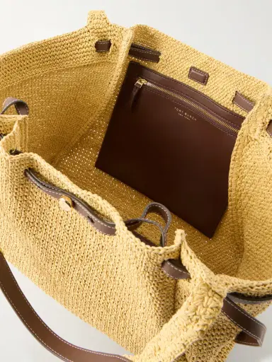 Tory Burch Romy Leather-trimmed Straw Tote | Thumbnail 6 Tory Burch Romy Leather-trimmed Straw Tote | Thumbnail 6