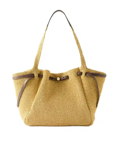 Tory Burch Romy Leather-trimmed Straw Tote | Thumbnail 1 Tory Burch Romy Leather-trimmed Straw Tote | Thumbnail 1