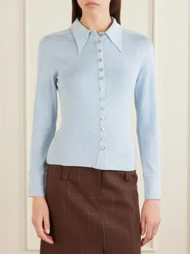 Tory Burch Silk-blend Polo Shirt | Thumbnail 3 Tory Burch Silk-blend Polo Shirt | Thumbnail 3